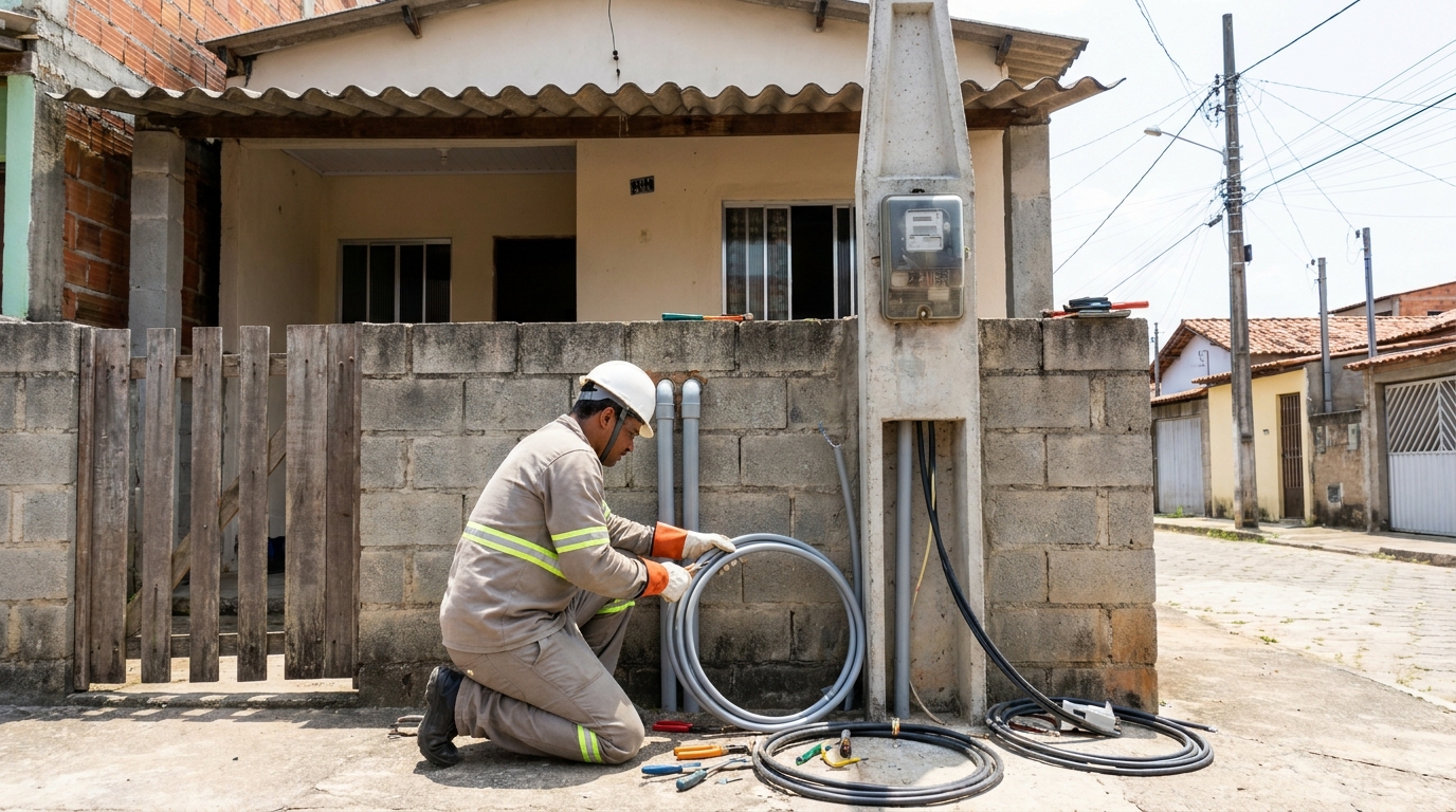 Instalação de Poste Padrão em Cotijuba, Belém‑PA